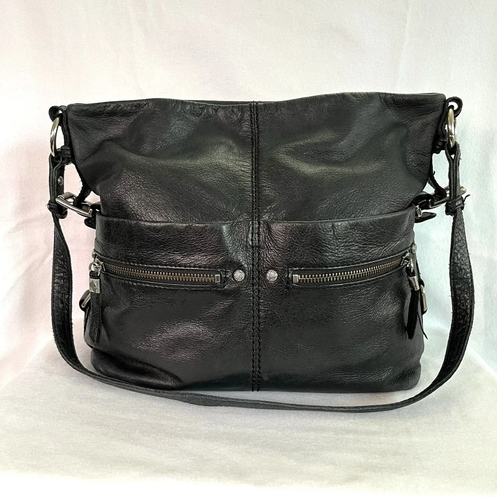 The Sak Leather Medium Handbag Crossbody Option Black Buttery Luxery Clean